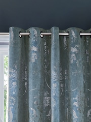 Laura Ashley Pale Seaspray Blue Josette Metallic Lined  Eyelet Curtains - Image 3 of 4