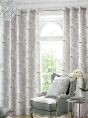 Laura Ashley Silver Tregaron Lined Eyelet Curtains - Image 1 of 1