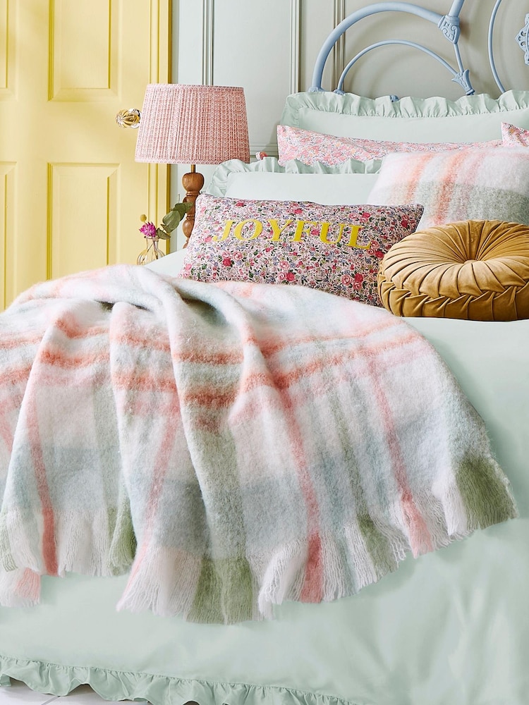 Laura Ashley Sage Green Colton Check Throw - Image 2 of 2
