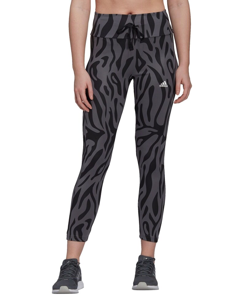 adidas Grey Tiger Print Leggings - Image 1 of 6