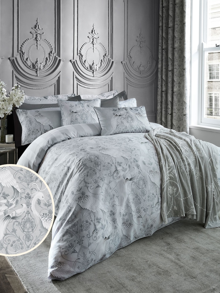 Laura Ashley Silver Tregaron Duvet Cover and Pillowcase Set - Image 2 of 2