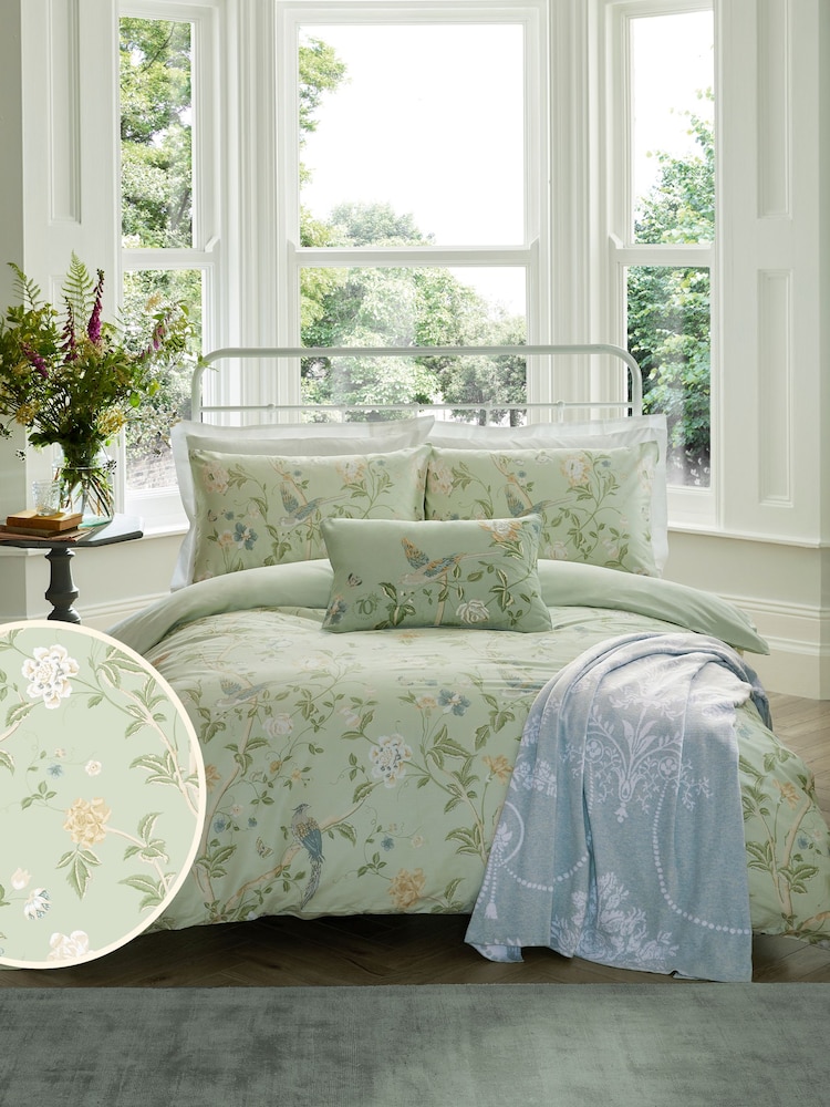 Laura Ashley Eau de Nil Green Summer Palace 100% Cotton Duvet Cover and Pillowcase Set - Image 2 of 5