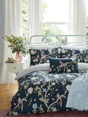 Laura Ashley Midnight Blue Summer Palace 100% Cotton Duvet Cover and Pillowcase Set - Image 1 of 5