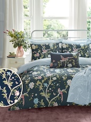 Laura Ashley Midnight Blue Summer Palace 100% Cotton Duvet Cover and Pillowcase Set - Image 2 of 5