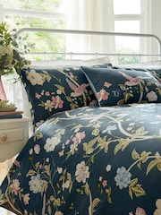 Laura Ashley Midnight Blue Summer Palace 100% Cotton Duvet Cover and Pillowcase Set - Image 3 of 5