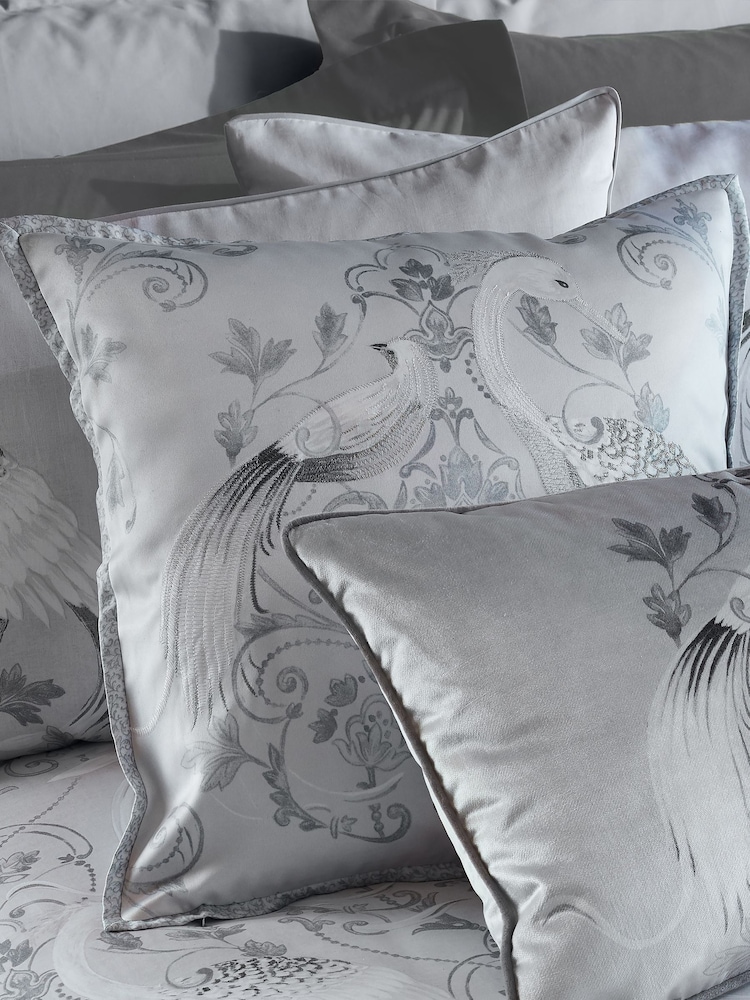 Laura Ashley Silver Tregaron Emboidered Cushion - Image 1 of 2