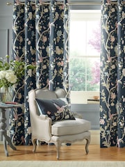 Laura Ashley Midnight Blue Summer Palace Eyelet Curtains - Image 1 of 2