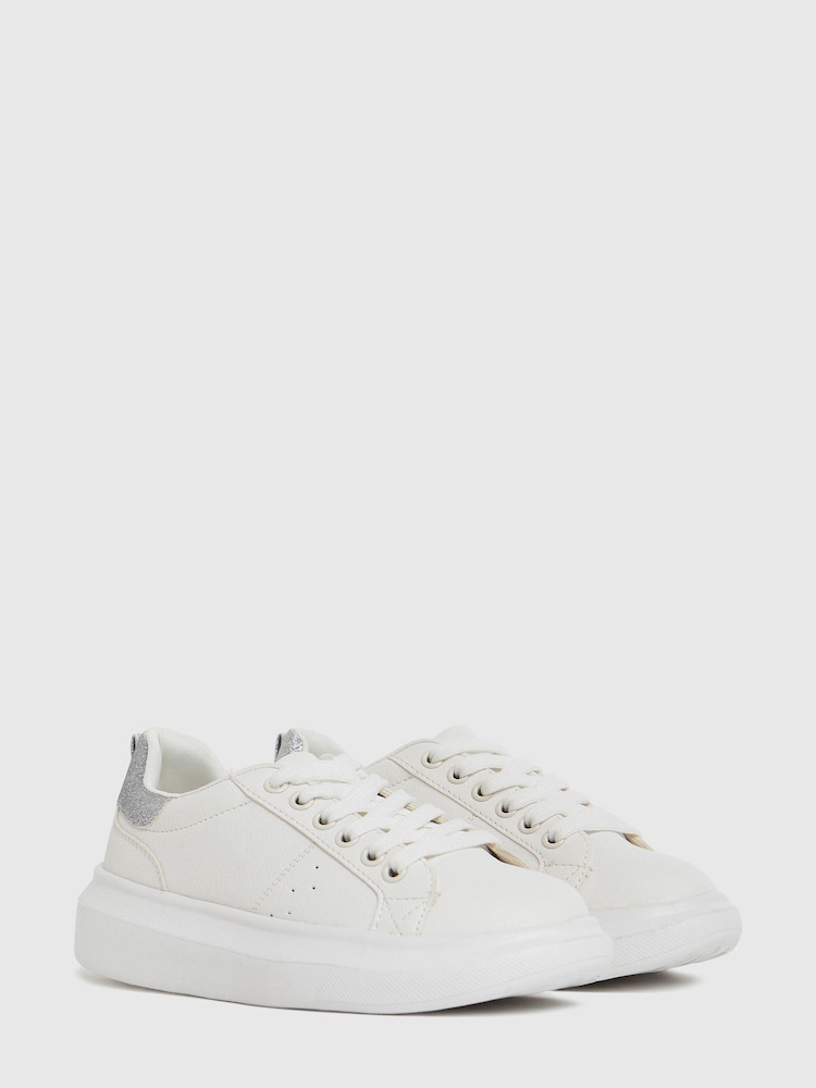 Schuh White Maverick Lace-Up Trainers - Image 2 of 4