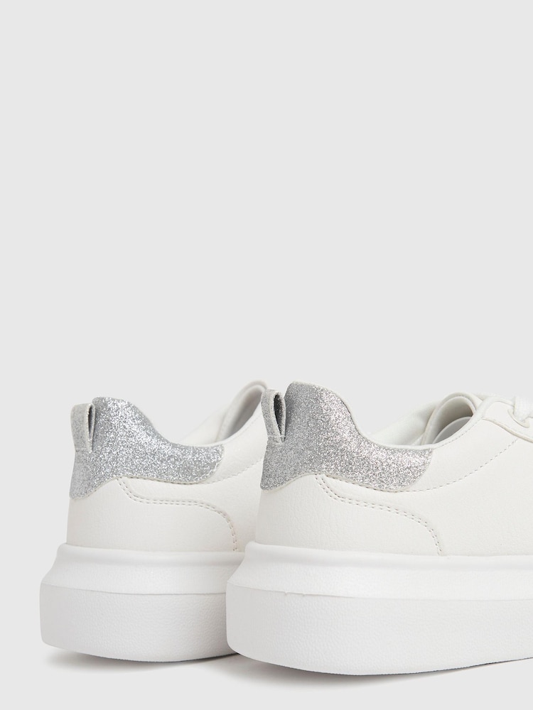 Schuh White Maverick Lace-Up Trainers - Image 4 of 4