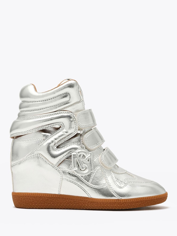 Steve Madden Silver Mavis Suede Trainers - Image 1 of 3