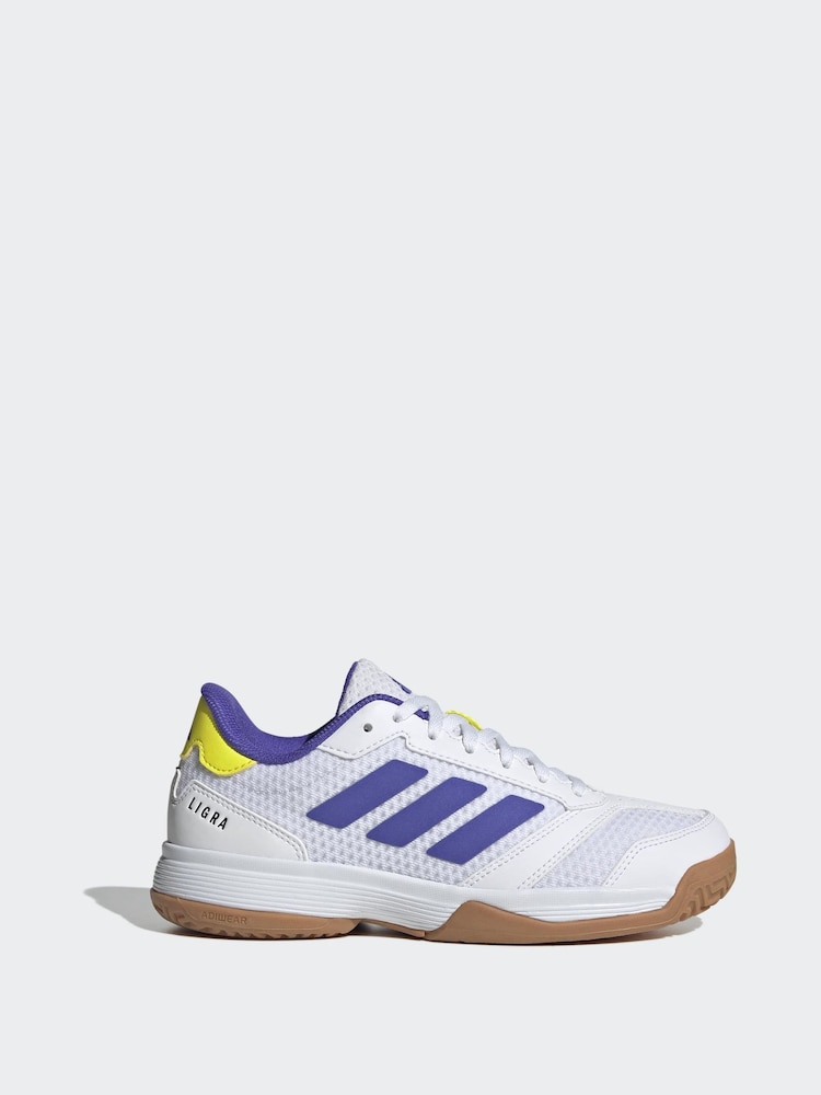 adidas White Ligra 8 Indoor Shoes - Image 2 of 9