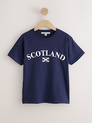 Navy Blue Scotland Football Crew Neck Slim Fit T-Shirt - Image 1 of 3