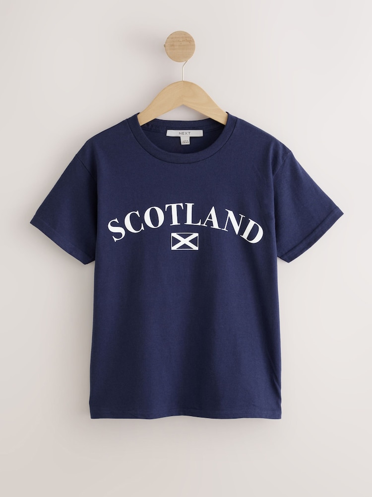 Navy Blue Scotland Football Crew Neck Slim Fit T-Shirt - Image 1 of 3