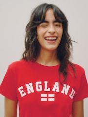 Red England Football Crew Neck Slim Fit T-Shirt - Image 1 of 7