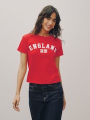 Red England Football Crew Neck Slim Fit T-Shirt - Image 3 of 7