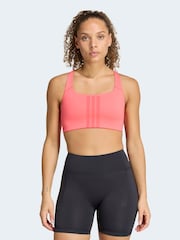 adidas Pink Optime Workout 3-Stripes Medium Support Bra - Image 1 of 6
