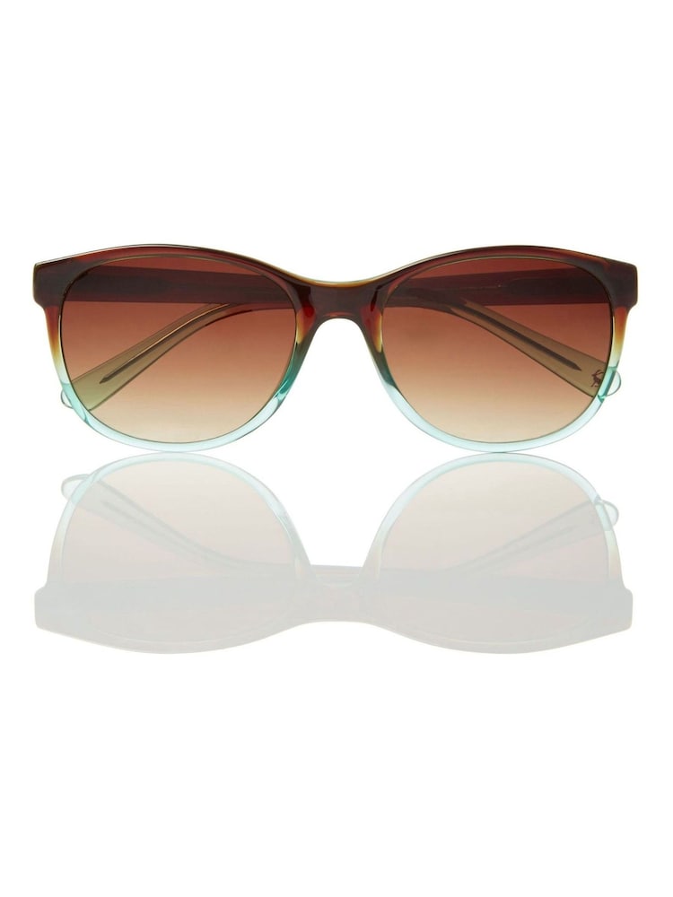 Joules Brown/Teal Blue Small Classic Graduated Bi-Colour Sunglasses - Image 1 of 4