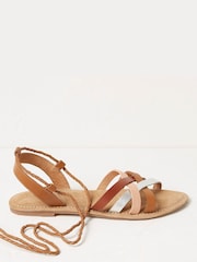 FatFace Tan Hollie Wrap Detail Sandals - Image 1 of 3