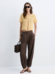 Mango Yellow Short Sleeve Knit Cardigan - Image 1 of 7