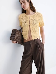Mango Yellow Short Sleeve Knit Cardigan - Image 3 of 7