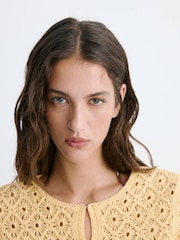 Mango Yellow Short Sleeve Knit Cardigan - Image 4 of 7