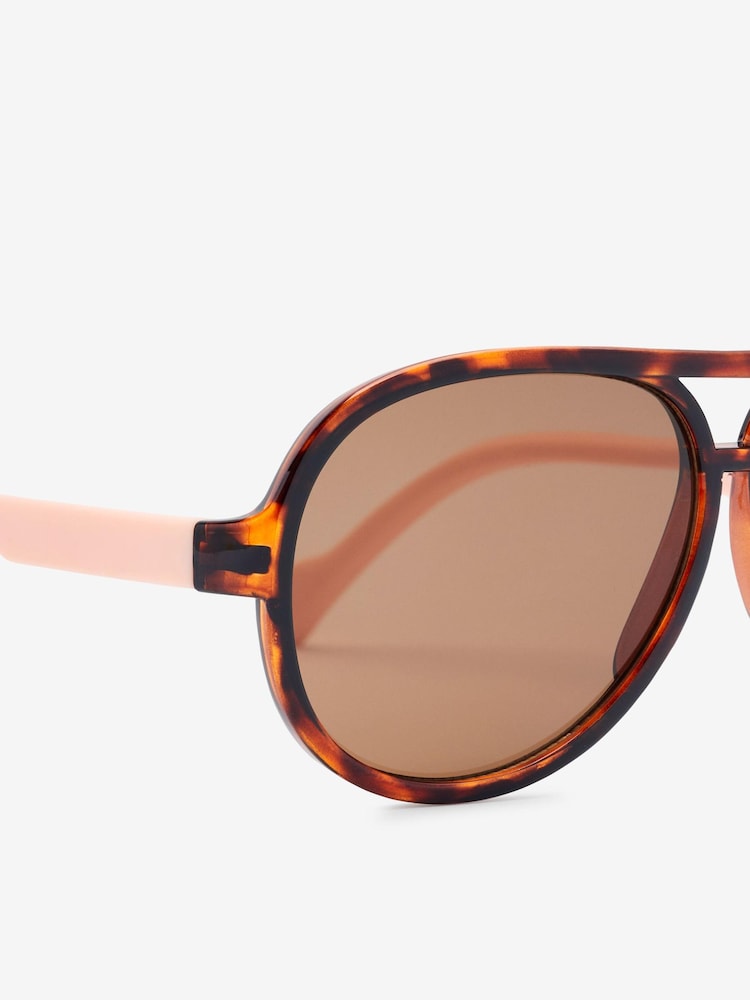 Tortoiseshell Brown Plastic Aviator Style Sunglasses - Image 3 of 3