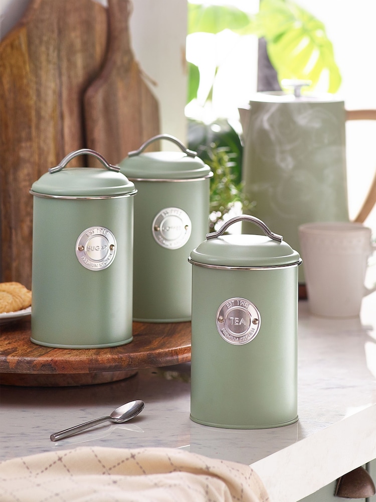 Set of 3 Sage Green Badge Storage Tins - Image 1 of 4
