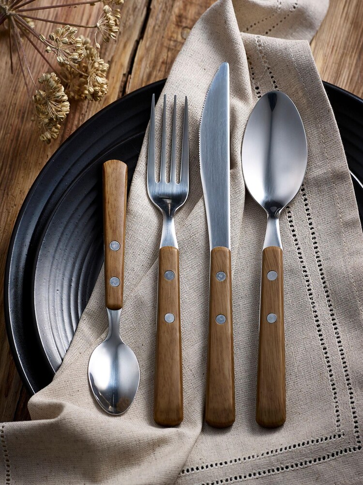 16 Piece Bronx Wood Effect Bronx Wood Effect Cutlery Set - Image 1 of 2