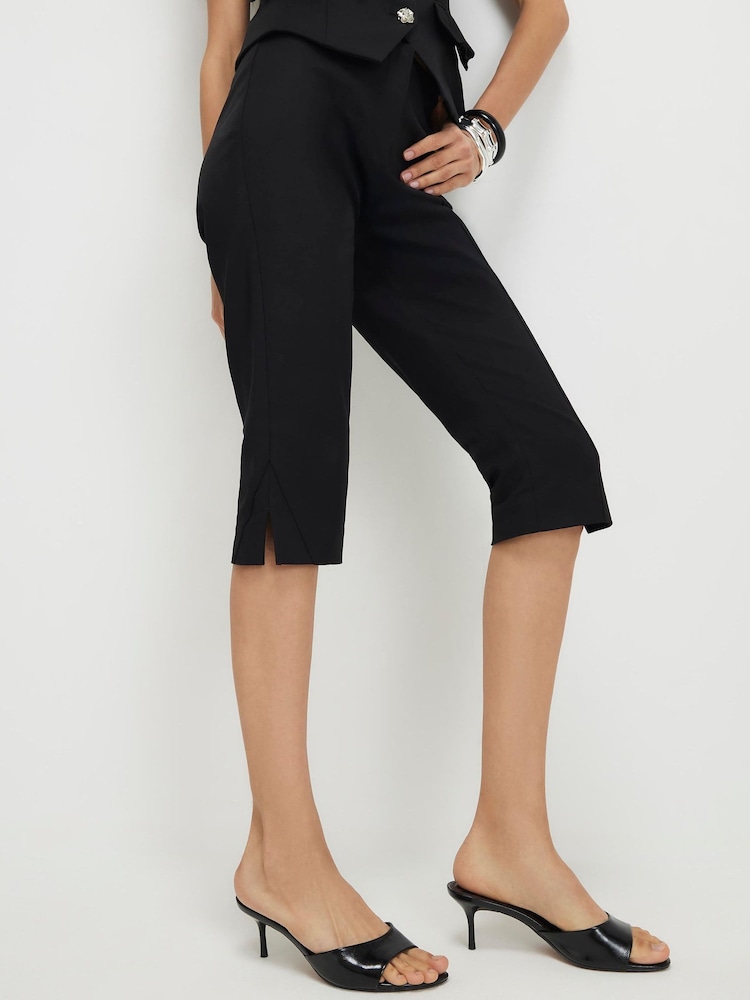 River Island Black Cotton Sateen Capri Trousers - Image 2 of 4 River Island Black Cotton Sateen Capri Trousers - Image 2 of 4