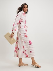River Island Long Sleeve Stripe Floral Maxi Shirt Dress - Imagen 2 de 4