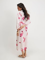 River Island Long Sleeve Stripe Floral Maxi Shirt Dress - Imagen 3 de 4