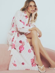 River Island Long Sleeve Stripe Floral Maxi Shirt Dress - Imagen 4 de 4