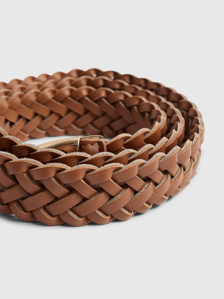 River Island Brown Faux Leather Woven Belt - Image 2 of 4