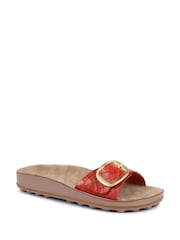 Jones Bootmaker Red South Beach Ladies Buckle Mule Sandals - Image 2 of 5