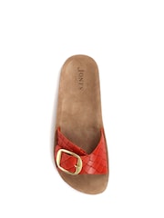 Jones Bootmaker Red South Beach Ladies Buckle Mule Sandals - Image 5 of 5