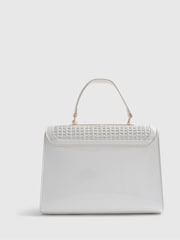 River Island White Medium Woven Charm Tote Bag - Image 4 of 5