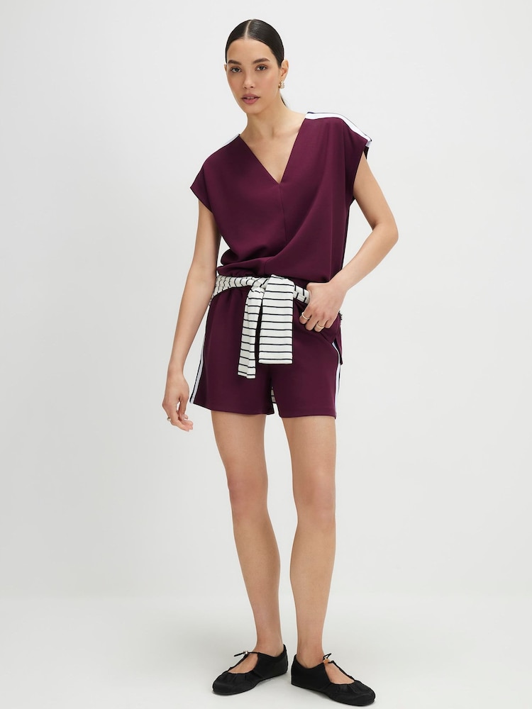 River Island Red Short Sleeve Stripe V-Neck T-Shirt - Image 4 of 4