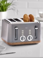 Grey Bronx Wood Effect 4 Slice Toaster - Image 1 of 6