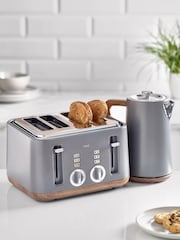 Grey Bronx Wood Effect 4 Slice Toaster - Image 2 of 6