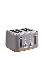 Grey Bronx Wood Effect 4 Slice Toaster - Image 3 of 6