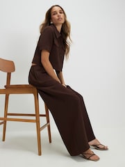 River Island Brown Elasticated Wide Leg Trousers - Image 3 of 4