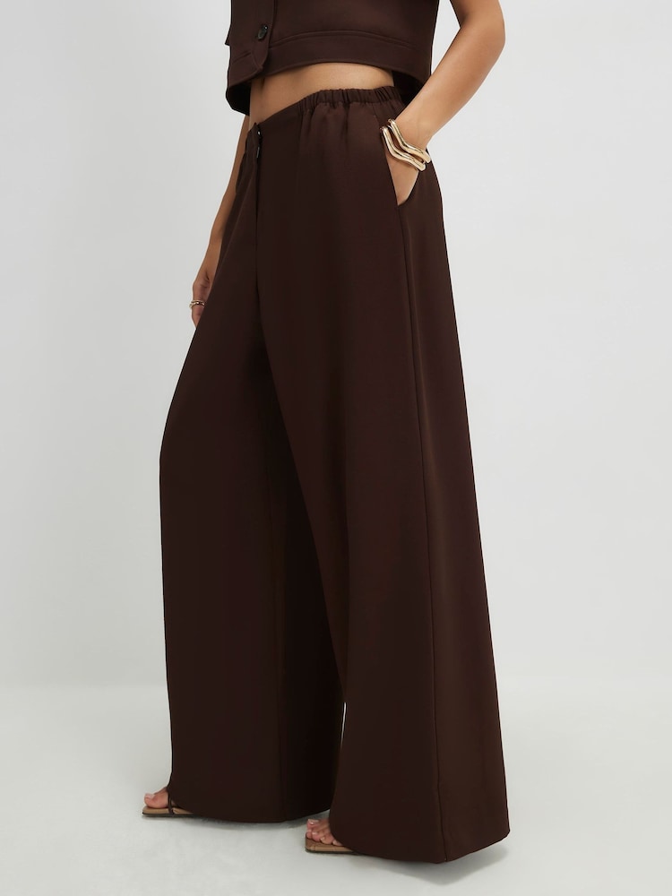 River Island Brown Elasticated Wide Leg Trousers - Image 4 of 4