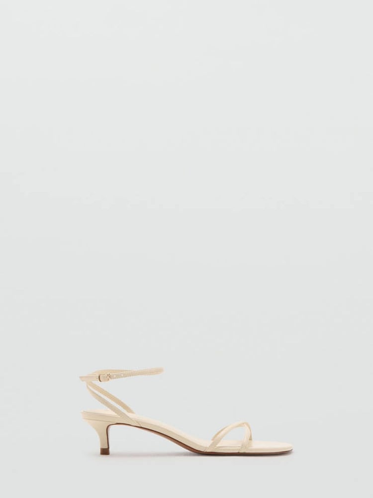 Mango Yellow Open Toe Kitten Heel Cross Strap Sandals - Image 1 of 4 Mango Yellow Open Toe Kitten Heel Cross Strap Sandals - Image 1 of 4