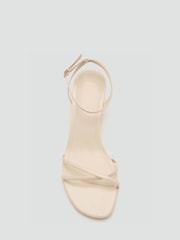 Mango Yellow Open Toe Kitten Heel Cross Strap Sandals - Image 3 of 4