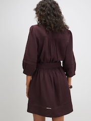 River Island Brown Puff Sleeve Textured Mini Dress - Image 3 of 4