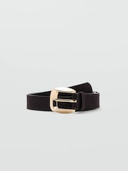 Mango Brown Suede Gold Buckle Belt - Image 1 of 4