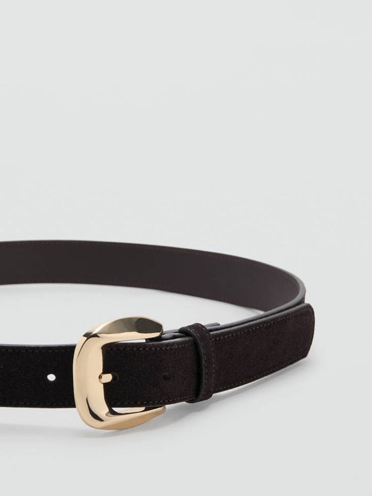 Mango Brown Suede Gold Buckle Belt - Image 2 of 4