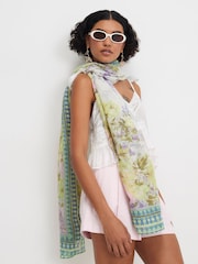River Island Orange Floral Print Scarf - Image 1 of 4