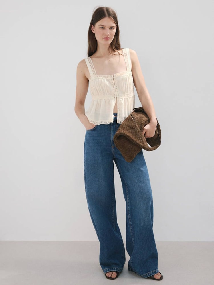 Mango Cream Lace Trimmed Vest - Image 1 of 4