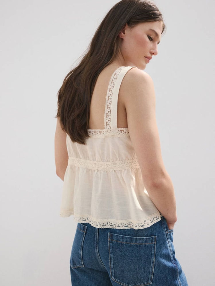 Mango Cream Lace Trimmed Vest - Image 2 of 4